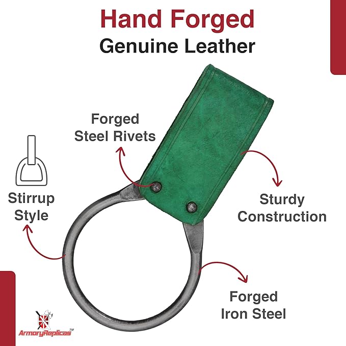 Armory Replicas - Hand Forged Medieval Viking Battle Axe Holder - Genuine Bovine Leather Functional Costume O-Ring Weapon Belt Holster