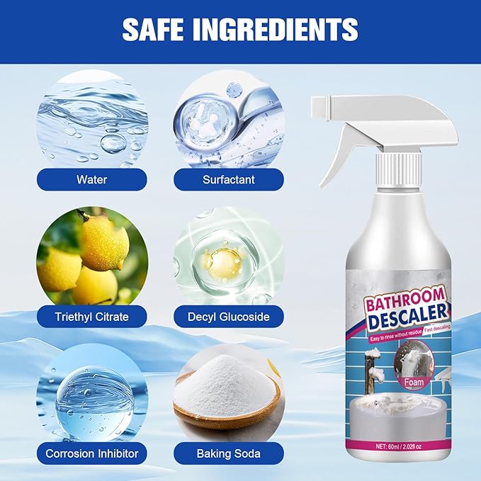 2PCS Stubborn Stains Cleaner, Bathroom Descaler Cleaner, Bathroom Foam Cleaner Spray, All-Purpose Descaler Foam Spray, Stubborn Stains Cleaner,Limescale Cleaner