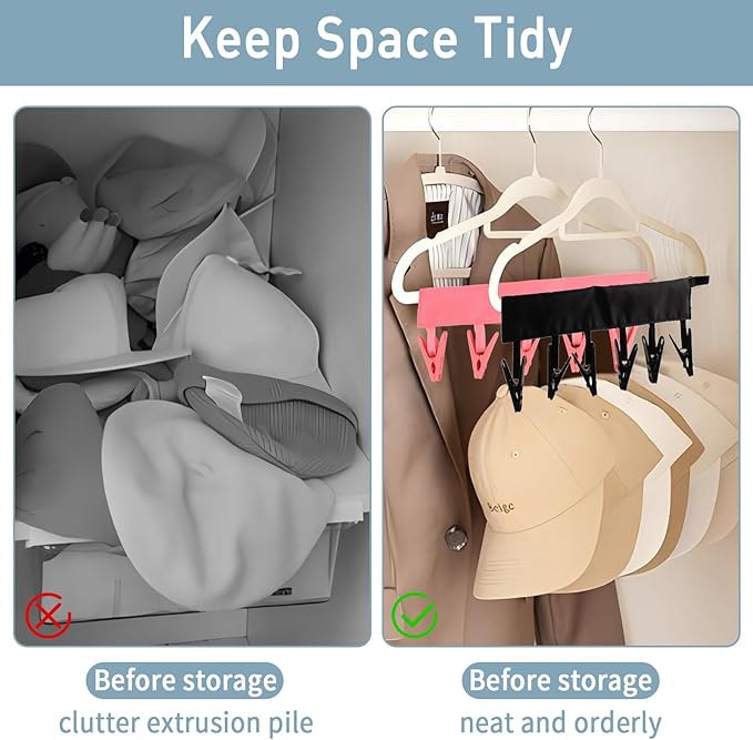 TamBee Portable Hanger Clips Travel Clothesline Travel Hangers Towel Drying Rack Clothing Hanger Folding Portable Sock Dock Swimsuit Drying Rack Hanger with 6 Clips Pack of 3 (Black)