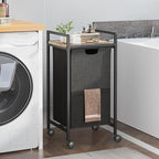 Laundry Hampers,Laundry Basket， Laundry Sorter with Top Shelf & Removable Washable Bags & Side Pockets for Laundry Room organization, Bathroom and Dorm, Rustic Brown and Black