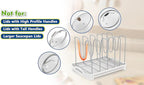 EVERIE Adjustable Bakeware Organizer Pot Lid Holder Rack for Pots, Cake Molds, Cutting Boards, Mats, Cookware, GS02SS, 7.7'' Deep by 12.6'' to 21.5'' Wide