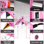 Hot Glue Gun Full Size: DEKOPRO 60/100Watt Dual Temp Hot Glue Gun Kit with 25 Glue Sticks, Organize Storage Case, Heavy Duty Heat Glue Gun Tool Set for Home Repair, Art & Crafts, DIY Pink