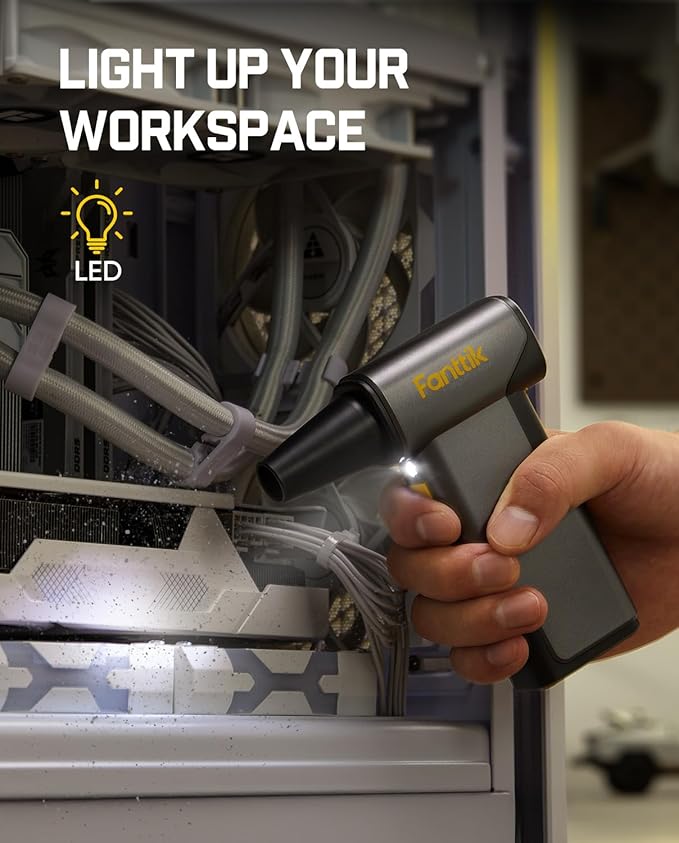 Fanttik B10 Pro Max Electric Air Duster, 130000RPM Brushless Motor, Compressed Air Duster, 6 Gears Adjustable, One-tap Booster, 28.8Wh Rechargeable Battery, Electric Duster for PC, Car, House, Outdoor