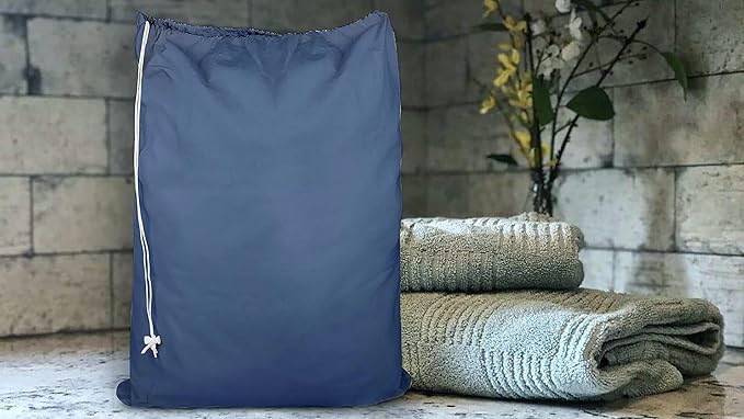 Urban Villa Laundry Bag Canvas|Dirty Clothes Travel Laundry Bag|Machine Washable|Reusable College Hostel Hamper Liner Bag for Delicates Drawstring Closure 4 Pack Indigo blue Color|Size 28X36 Inches