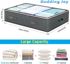 90L Under Bed Storage Containers, Large Capacity Underbed Storage Bags Organizer, Thick Fabric Storage Bins with Clear Window and Reinforced Handles for Blanket Comforter Bedding Clothes, 8 Pack