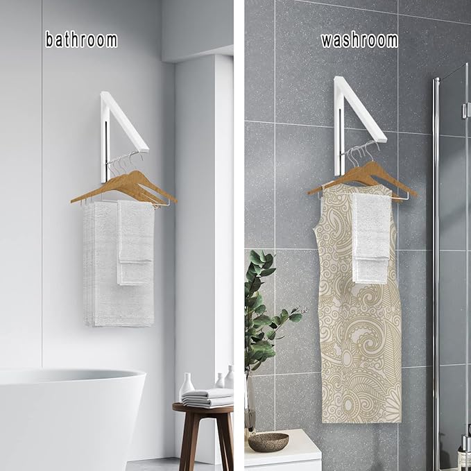 Drying Rack Wall Mounted Clothes Hanger Folding Wall Coat Racks Aluminum Home Storage Organiser Space Savers