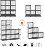 HUBSON Wire Cube Storage Organizer, Book/Toy/Craft/Potted Plants and petCloset Organizers and Storage Shelves, 12-Cube Freely Combinable Metal Grids Storage Shelf,Black Plus Iron