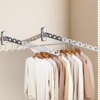 ACNISM Wall Mounted Clothes Rack, Laundry Hanger Wall Mount, Retractable & Foldable Drying Rack with 180° Rotation, Space-Saver for Laundry Room & Bedroom, Bathroom Closet Storage, 1-Pack, Silver