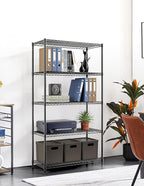 YSSOA 5-Tier Heavy Duty Storage Shelving Unit, 1250 Lbs Loading Capacity, 29.92" W x 13.98" D x 61.02" H, Black