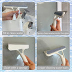 3 in 1 Window Cleaning Scraper,Multifunctional Spray Window Squeegee Cleaner Tool,Mirrors Scraper,Squeegee and Scrubber Spray Bottle Window Squeegee for Glass Doors,Glass Cleaner Tool