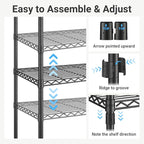 VIPEK R2 Medium Rolling Clothes Rack Heavy Duty Clothing Rack for Hanging Clothes Adjustable Metal Wire Shelving Portable Closet with Wheels Side Hooks, Freestanding Closet Wardrobe, Black