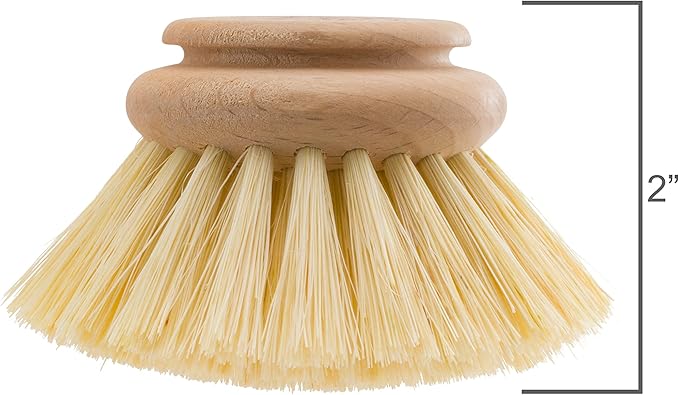 REDECKER Tampico Replacement Head for Dish Brush - Set of 2, 2-inch - Made in Germany - Tampico Fiber & Untreated Beechwood Handle - Replacement Head for Redecker Dish Brush