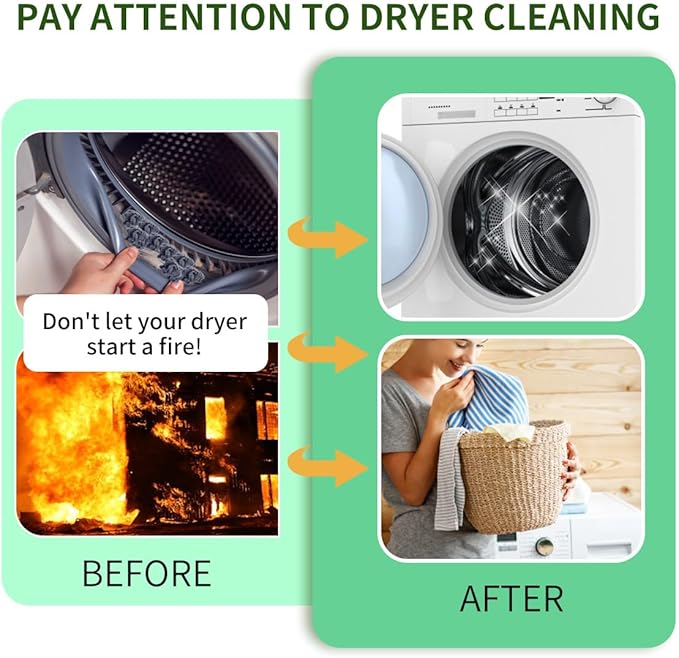 Dryer Lint Brush Vent Cleaner 30 inch Refrigerator Coil Cleaning Brushes Clothes Trap Duct Remover, Crevice Cleaning Brush, Washing Machine Cleaning Tools for Household (2 Pack)