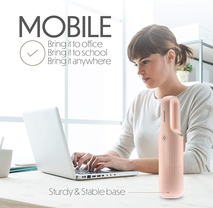 STARUMENT Portable Hand Vacuum Cleaner for Dust Pet Hair Dirt Home Car Interior, Furniture Lightweight Easy to Use, Compact Design Battery Rechargeable with USB-C Cable Pink