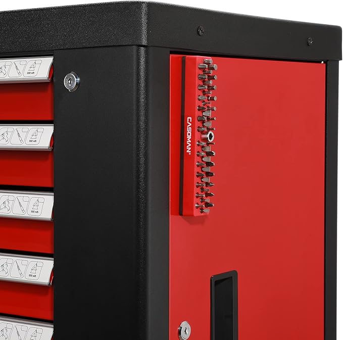 CASOMAN 2PCS 1/4" Hex Bit Organizer with Magnetic Base - Red, 86 Hole Bit Organizer with Strong Magnetic Base, Magnetic Bit Organizer for Your Specialty