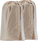 HOMEST 2 Pack XL Nylon Laundry Bag with Strap, Large Dirty Garments Organizer, Easy Fit a Hamper or Clothing Basket, Can Carry Up to 4 Loads of Clothes, Beige