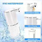 Automatic Foaming Soap Dispenser,Touchless Foam Soap Dispenser,12.8oz Rechargeabled Wall Mounted Smart for Bathroom and Kitchen Dish Soap,Easy for Toddlers(White)