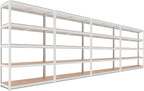 HOMEDANT House Lift-Beam White 48" Wide Boltless Heavy Duty Garage Storage Shelving Adjustable 5-Tier Metal Shelves Laminated Organization Shelf Industrial Utility Rack Pantry Shed Office Store 4Pack