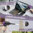 Meudeen Air Duster - Compressed Air - 5.74 oz High Power Cleaning for Computer - PC - 2 Gear Air Blower (Black Purple)