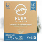 Laundry Detergent Sheets - Ultra Concentrated & Hypoallergenic - Deep Clean, Safe for Sensitive Skin, Plastic-Free & Non-Toxic - Works in Hot & Cold Water - (64 Loads 32 Sheets) - Mountain Mist