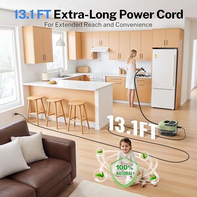 ODSD Steam Cleaner for Home & Car, 3-Level Adjustable Steamer for Cleaning, 15s Heat-Up & 1.6L Large Tank, Handheld Steam Cleaner for Car Detailing, Home, Tile, Grout, Furniture with 15pcs Accessories