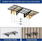 FLEXIMOUNTS 1x3ft Garage Shelving Wall-Mounted, 1-Pack Heavy-Duty Wall Shelving, Holds Up to 150 lbs, Garage Storage Rack for Organization & Storage Bins, Black