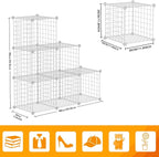 HUBSON Wire Cube Storage Organizer, Book/Toy/Craft/Potted Plants and petCloset Organizers and Storage Shelves, 6-Cube Freely Combinable Metal Grids Storage Shelf, White Iron
