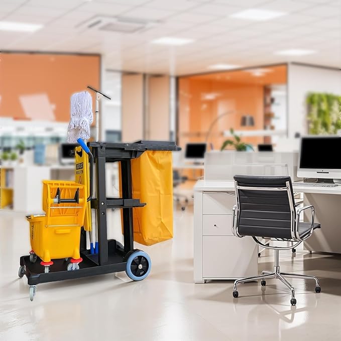 Simpli-Magic Premium Janitorial Utility Cart, Commercial, Yellow/Grey