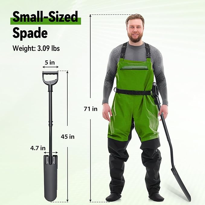 Spade Shovel,15 inch Long Narrow Spade, Heavy Duty Garden Trench Shovel for Digging,Trenching, Planting,Scraping, Edging with Cutting Blade, D Handle, Foot Rest Pedal, 45 Inches Drain Spade