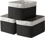 TheWarmHome Storage Basket for Gifts Empty - Large Cubes 3 Pack 15.8x11.8x11.8 inch Storage Bins for Organizing Book Cloth Bathroom Toy (White & Black)