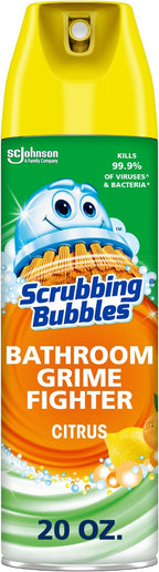 Scrubbing Bubbles Bathroom and Shower Cleaner Aerosol, Foaming Action Bathroom Grime Fighter, Citrus Scent, 20oz (Pack of 1)