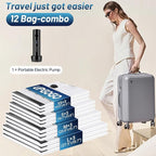 UPGOGO Travel Vacuum Bags for Luggage with Portable Electric Pump,Vacuum Seal Bags for Clothing,Packing Cubes Compression,Cruise Ship and Travel Essentials(Combo 12 Pack)