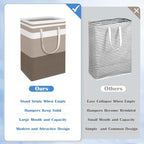 BlissTotes 3-Pack Laundry Basket, Freestanding＆Waterproof Laundry Hamper, Collapsible Tall Clothes Hamper with Easy Carry Handles for Clothes, Towels in the Family and Dorm,Gradient Khaki,100L