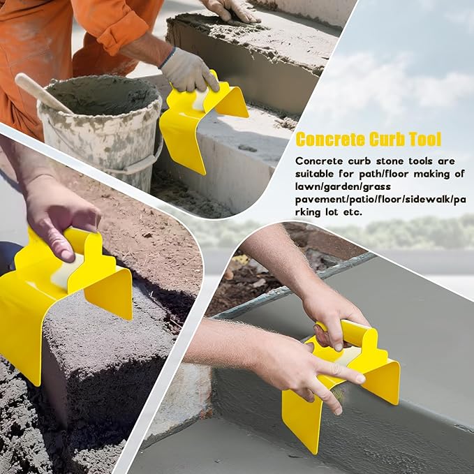 Garden Edging Curb Trowel Concrete Tool, Concrete Curbing Trowel, Curb Hand Tool with Putty Knife for Lawn, Garden, Pavement (Rectangle)