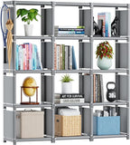 Mavivegue Book Shelf, 12 Cube Storage Organizer, DIY Bookcase, Metal Cube Bookshelf, Cubbies Closet Storage Organizer Shelves for Bedroom,Living Room,Home,Office