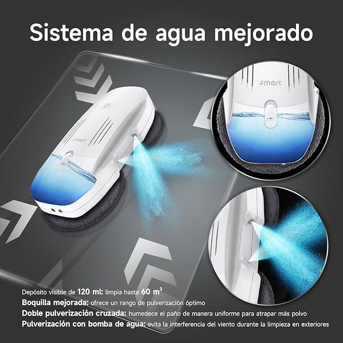 FMART T10PRO Window Cleaning Robot – Dual-Pump Spray, 120ml Tank, 3800PA Suction, AI Path Planning & Edge Detection, App Control Window Cleaner Robot for Indoor/Outdoor High-Rise Windows