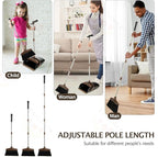 Broom and Dustpan Set with Long Handle, Light Weight Stainless Steel Poles Stand Upright Dustpans with Broom Combo for Home Kitchen Office Pet Dog Hair, 1-Pack (Black Brown)