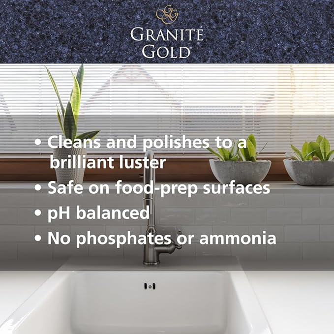 Granite Gold Clean and Shine Refill, Streak-Free Deep Cleaning and Polishing of Natural Stone and Quartz Surfaces, 64 Ounces