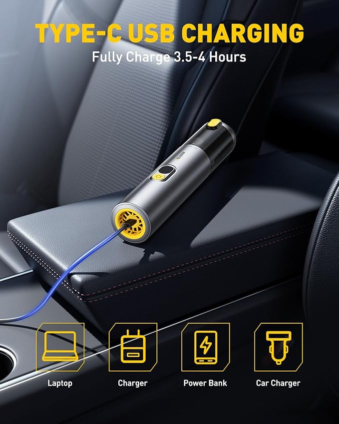 AUXITO Car Vacuum Cleaner - Portable Handheld Vacuum Cleaner 14000Pa Suction Power, Blow & Suction 2 in 1 Mini Vacuum Cleaner Hand Held Vacuum for Car, Home, Pet, Office (Silver)