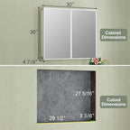 Buruis 30" x 30" Framed Medicine Cabinet with Mirror, Recessed or Wall Mounted Bathroom Cabinet, Adjustable Tempered Glass Shelves, Left/Right Open Reversible, No Assembly Required, White