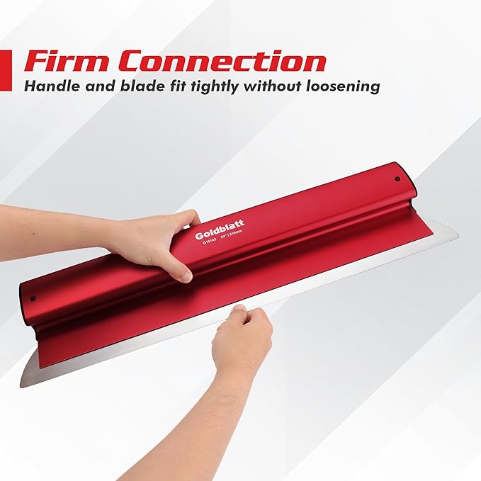 Goldblatt 24 Inch Drywall Skimming Blade, 0.3mm Stainless Steel Blade, Aluminum Body - Rigid Lightweight Drywall Knife with End Caps, Ergonomic Grip, for Mud, Repair Plaster Wall