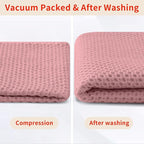 Homaxy 100% Cotton Waffle Weave Kitchen Dish Towels, Ultra Soft Absorbent Quick Drying Cleaning Towel, 13 x 28 Inches, 6-Pack, Dried Rose