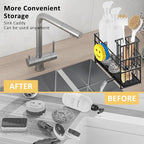 Sponge Holder for Kitchen Sink & Sink Caddy - 2-Tier Stainless Steel Organizer with Automatic Drainage, Rustproof Storage for Dish Brush, Soap Dispenser & Countertop Essentials