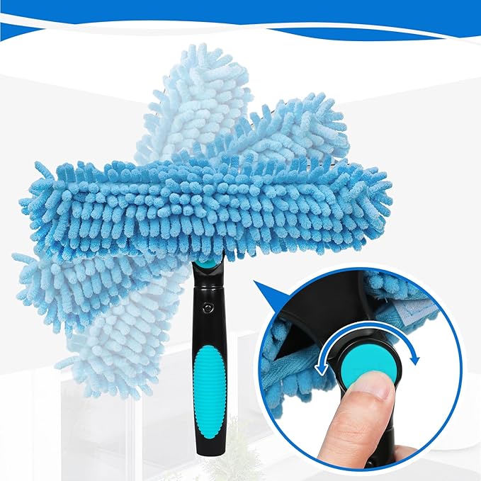 MAVRIZ 5-12 FT Window Washing Kit with Extension Pole, High Reach Window Cleaner Tool 2 in 1 Window Squeegee with Telescopic Pole for Indoor & Outdoor