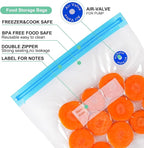 Sous Vide Bags 31 Pcs (24 Pcs Vacuum Zipper Bags & 2 Seal Clips & 5 Air Valves),Reusable BPA Free Vacuum Sealer Bags Vacuum Food Storage Bags for Cooking/Food Storage/Microwave Heating