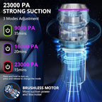 Car Vacuum,4-in-1 Mini Cordless Vacuum Cleaner with 3 Suction Modes&23000pa Suction,Portable Handheld Vacuum with LED Light,Multi-Nozzles&Brushless Motor&Air Dusters,TypeC for Car/Home/Pet/Office