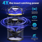 Fly Trap Indoor, 3 in 1 Fruit Fly Traps for Indoors Gnat Traps for House Indoor, Smart Flying Insect Trap Bugs Light Mosquito Catcher with 10 Refills, Ideal for Kitchen, Graden, RV, Office - Black