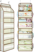 Yecaye 5 Tier 1Pc Over the Door Organizer, Swing-proof Door Organizer Hanging with Clear PVC Windows, Behind the Door Storage for Bedroom Nursery Closet Laundry Pantry Bathroom, Beige