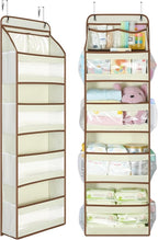 Yecaye 5 Tier 1Pc Over the Door Organizer, Swing-proof Door Organizer Hanging with Clear PVC Windows, Behind the Door Storage for Bedroom Nursery Closet Laundry Pantry Bathroom, Beige