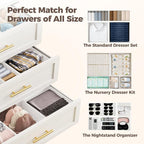 Sturdy Drawer Organizers (12-Pack) - Fabric Dresser Drawer Organizers & Dividers for Nursery Organization, Baby Organizers and Storage for Clothes, Socks & Underwear, White